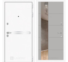 Входная металлическая дверь Лабиринт Line White 19 Зеркало (Шагрень белая / Грей софт)