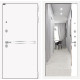 Входная металлическая дверь Лабиринт Line White с зеркалом Панорама (Шагрень белая / Белый софт)