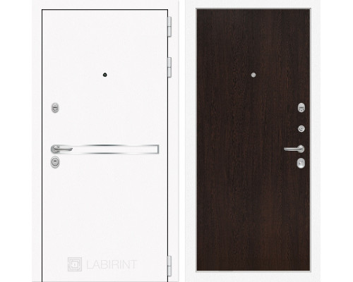 Входная металлическая дверь Лабиринт Line White 5 (Шагрень белая / Венге)