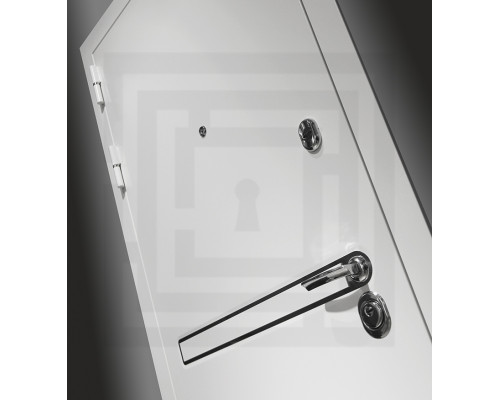 Входная металлическая дверь Лабиринт Line White 19 Зеркало (Шагрень белая / Белый софт)