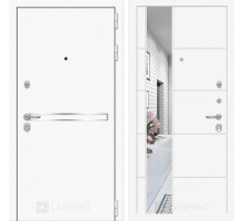 Входная металлическая дверь Лабиринт Line White 19 Зеркало (Шагрень белая / Белый софт)