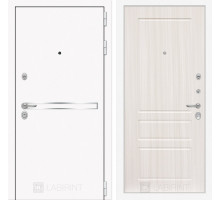 Входная металлическая дверь Лабиринт Line White 3 (Шагрень белая / Сандал белый)