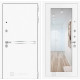 Входная металлическая дверь Лабиринт Line White с Зеркалом 18 (Шагрень белая / Белое дерево)