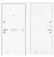 Входная металлическая дверь Лабиринт Line White 7 (Шагрень белая / Белое дерево)