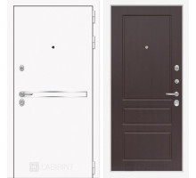 Входная металлическая дверь Лабиринт Line White 3 (Шагрень белая / Орех премиум)