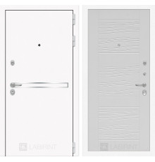 Входная металлическая дверь Лабиринт Line White 6 (Шагрень белая / Белое дерево)
