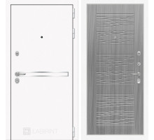 Входная металлическая дверь Лабиринт Line White 6 (Шагрень белая / Сандал серый)